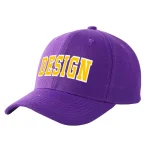 Custom Purple Gray-White Curved Eaves Sport Design Baseball Cap