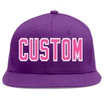 Custom Purple Pink-White Flat Eaves Sport Baseball Cap