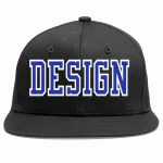 Custom Black Royal-White Flat Eaves Sport Baseball Cap Design for Men/Women/Youth