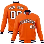 Custom Orange Royal-White Classic Style Varsity Full-Snap Letterman Jacket
