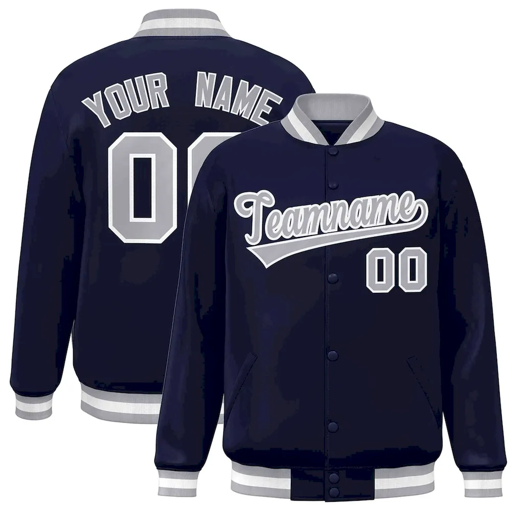 Custom Gray Navy-Red Classic Style Authentic Baseball Jersey