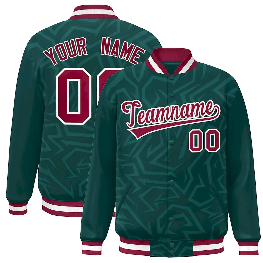 Custom White Royal-Orange Stripe Graffiti Pattern Varsity Full-Snap Jacket