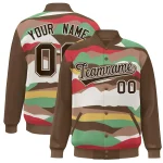 Custom Red Crimson-Cream Multi Clouds Graffiti Pattern Varsity Full-Snap Jacket