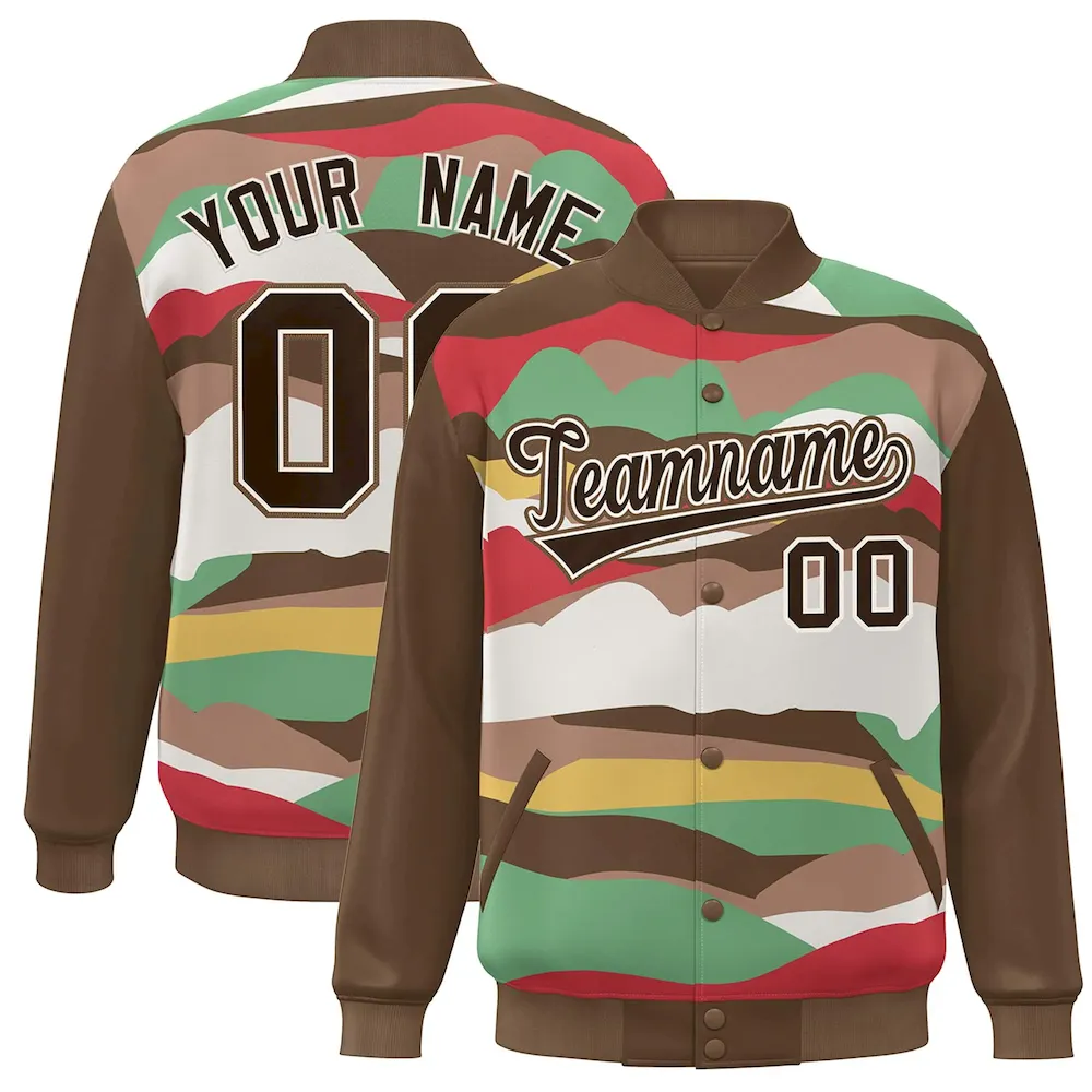 Custom Red Crimson-Cream Multi Clouds Graffiti Pattern Varsity Full-Snap Jacket