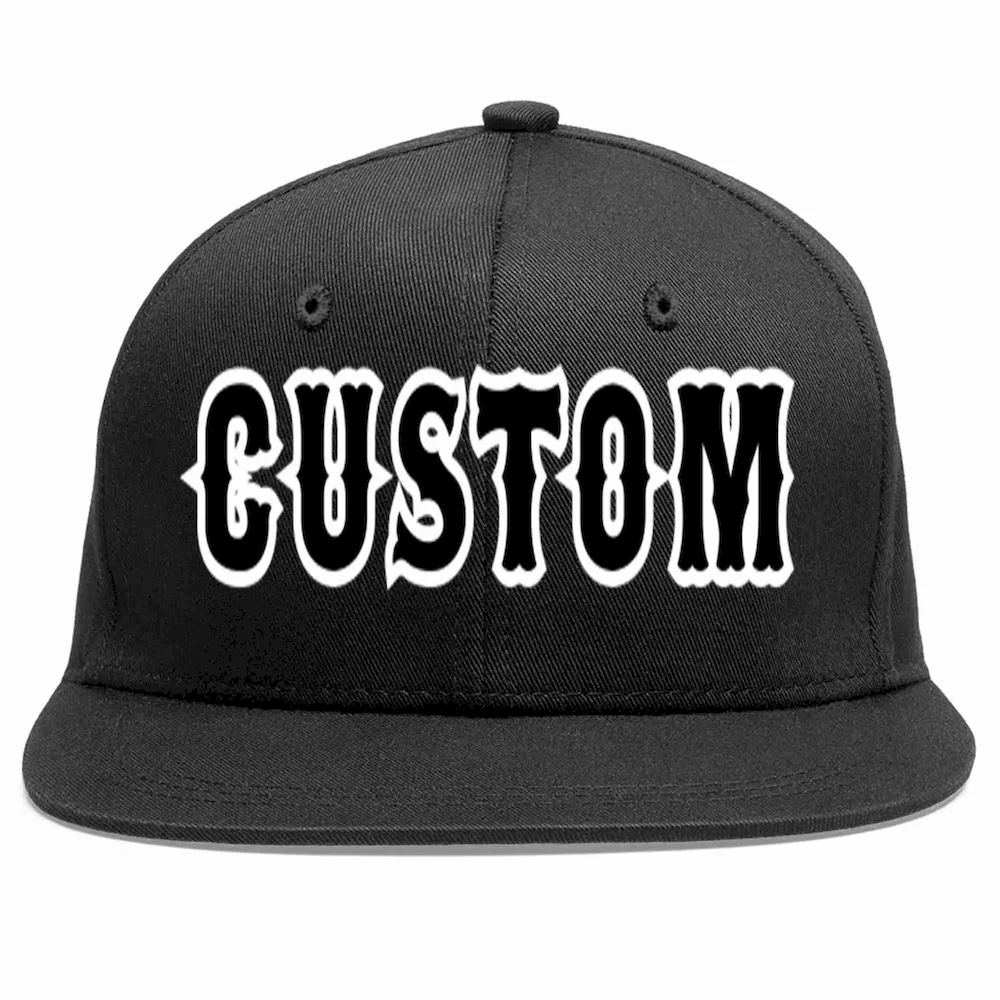 Custom Black Black-White Casual Sport Baseball Cap