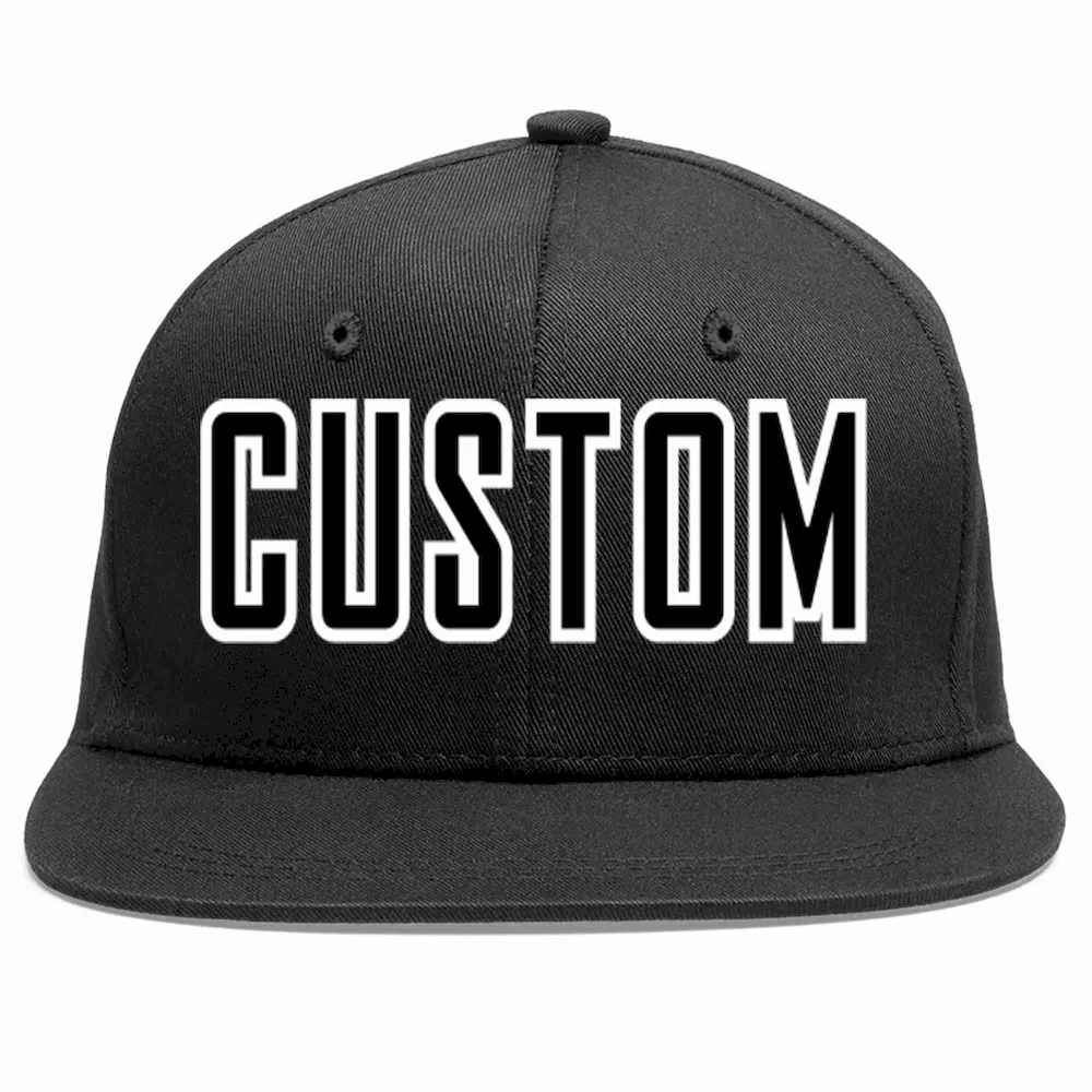 Custom Black Black-White Casual Sport Baseball Cap