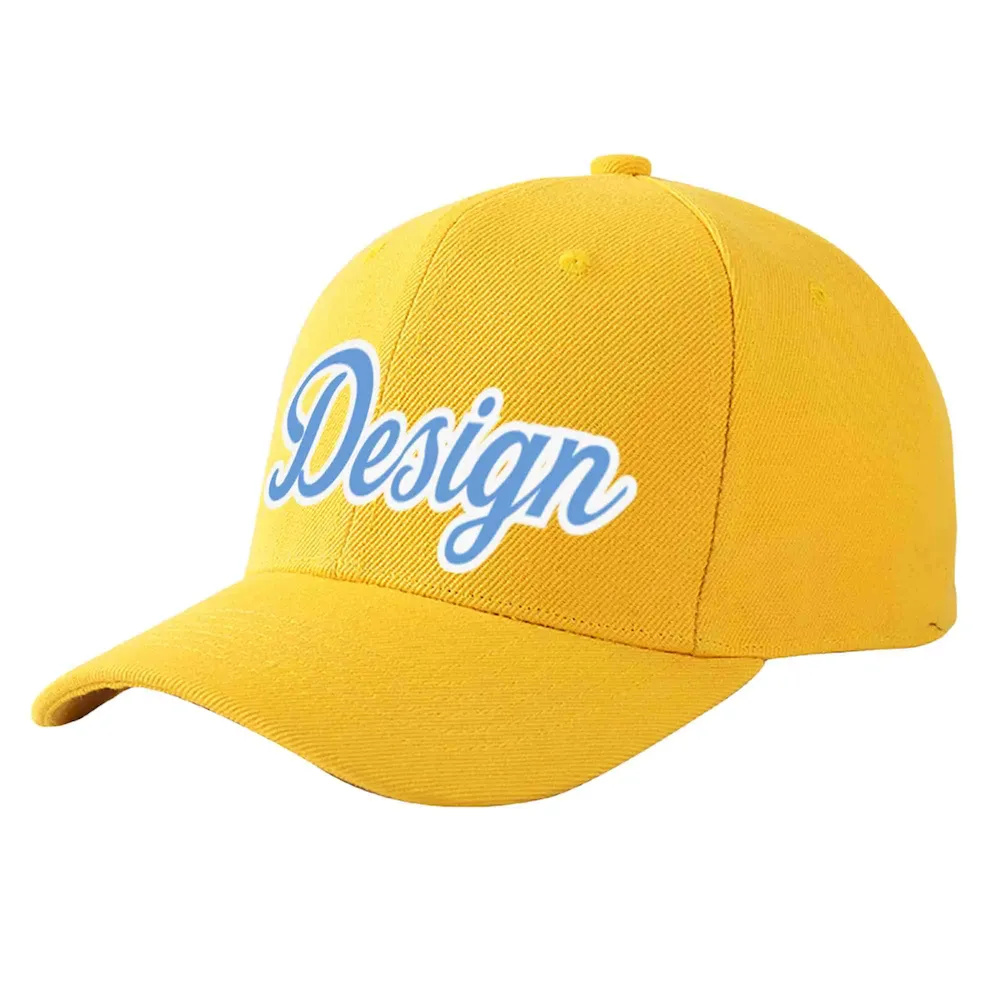 Custom Green White-Gold Curved Eaves Sport Design Baseball Cap