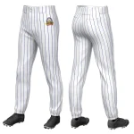 Custom White Royal Pinstripe Fit Stretch Practice Pull Up Baseball Pants