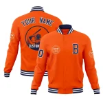 Custom Orange Full-Snap Varsity Personalized Letterman Baseball Coats Jacket