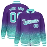 Custom Purple Varsity Full-Snap Sequins Pattern Letterman Baseball Jacket