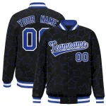 Custom Black Royal Varsity Full-Snap Star Pattern Letterman Baseball Jacket
