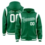 Custom Kelly Green Kelly Green Varsity Full-Snap Letterman Shoulder Color Block Jacket Hoodie