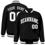 Custom Black White-Gray Letterman Classic Style Full-Snap Bomber Jacket