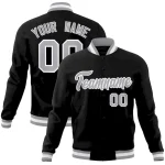 Custom Black Red-White Classic Style Varsity Full-Snap Letterman Jacket