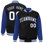 Custom Black White-Black Raglan Sleeves Varsity Full-Snap Letterman Jacket