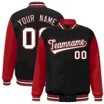 Custom Black White-Black Raglan Sleeves Varsity Full-Snap Letterman Jacket