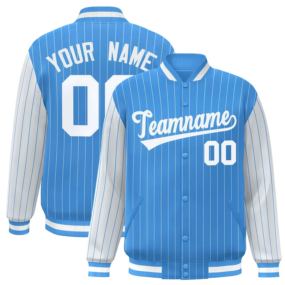 Custom Powder Blue Kelly Green-White Classic Style Hockey Jersey