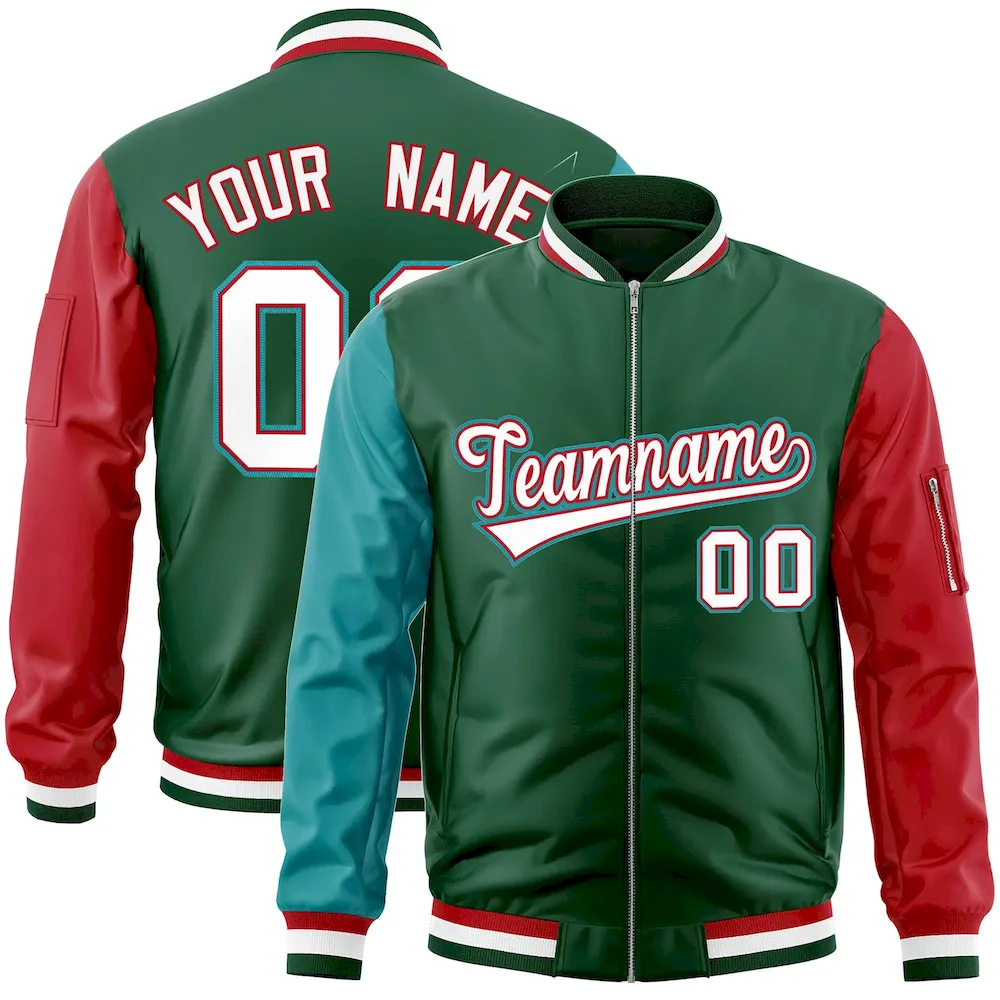 Custom Cream Royal-Gold Varsity Full-Zip Raglan Sleeves Letterman Bomber Jacket