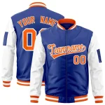Custom Royal Red-White Varsity Full-Zip Raglan Sleeves Letterman Bomber Jacket