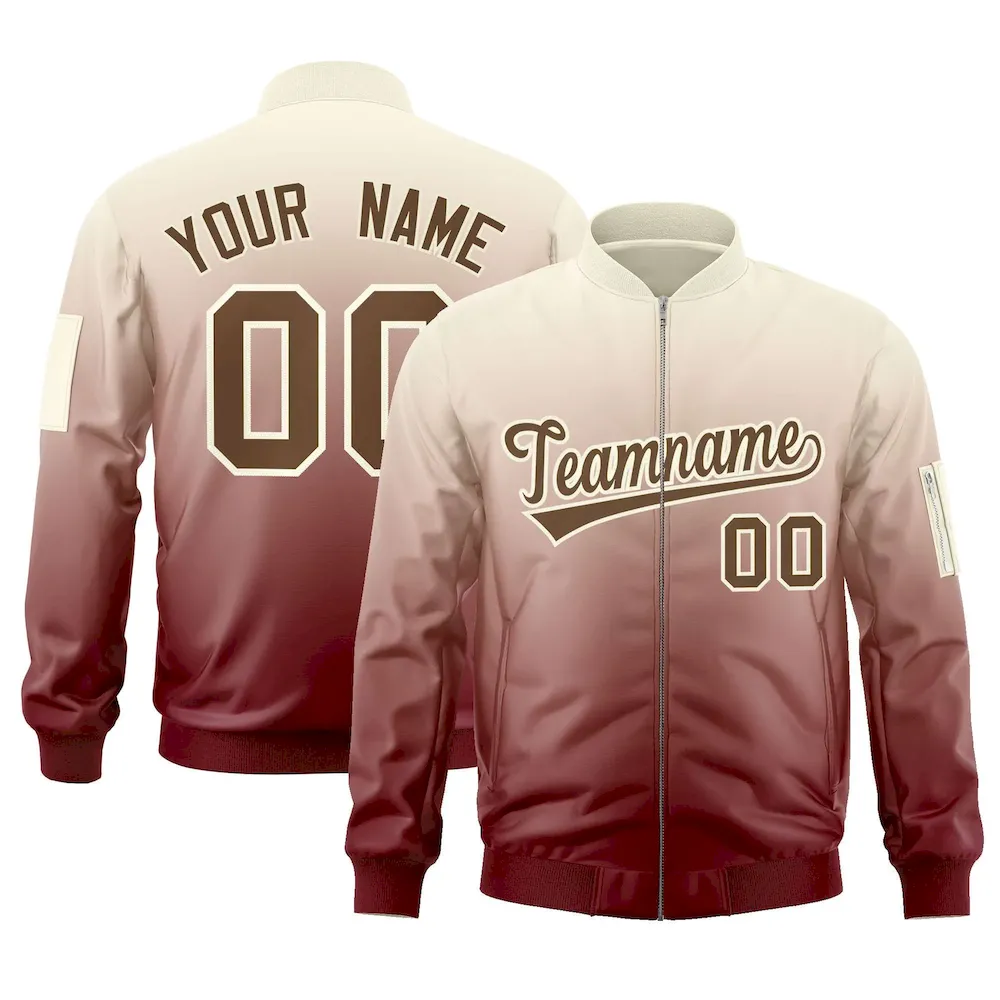 Custom Neon Green Pink-Powder Blue Varsity Full-Zip Gradient Fashion Letterman Bomber Jacket