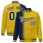 Custom Orange Black Gradient Varsity Full-Snap Pinstripe Letterman Baseball Jacket