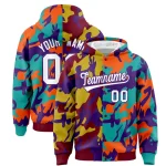 Custom Crimson Aqua Full-Snap Varsity Two Tone Personalized Letterman Camo Jacket Hoodie