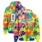 Custom Royal Green Full-Snap Varsity Two Tone Personalized Letterman Camo Jacket Hoodie