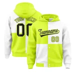 Custom Green White Varsity Full-Snap Four Squares Color Block Letterman Jacket Hoodie