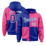 Custom Royal Pink Varsity Full-Snap Four Squares Color Block Letterman Jacket Hoodie
