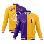 Custom Gold Black Varsity Full-Snap Split Letterman Baseball Jacket