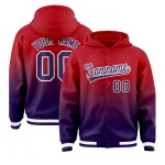 Custom Red Purple Varsity Full-Snap Letterman Gradient Jacket Hoodie