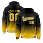 Custom Black Yellow Varsity Full-Snap Letterman Gradient Jacket Hoodie