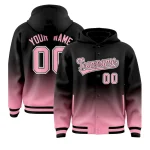 Custom Black Light Pink Varsity Full-Snap Letterman Gradient Jacket Hoodie