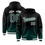 Custom Black Midnight Green Varsity Full-Snap Letterman Gradient Jacket Hoodie