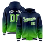Custom Navy Light Green Varsity Full-Snap Letterman Gradient Jacket Hoodie
