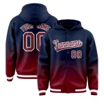 Custom Navy Crimson Varsity Full-Snap Letterman Gradient Jacket Hoodie