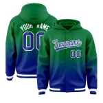 Custom Green Royal Varsity Full-Snap Letterman Gradient Jacket Hoodie
