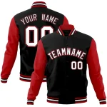 Custom Black White-Black Raglan Sleeves Varsity Full-Snap Letterman Jacket