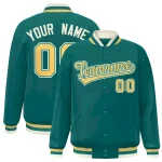 Custom Aqua Yellow Varsity Full-Snap Classic Style Letterman Baseball Jacket