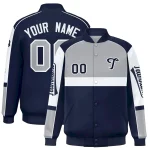 Custom Old Gold Navy Varsity Full-Snap Raglan Sleeves Letterman Jacket