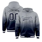 Custom Gray Navy Varsity Full-Snap Letterman Gradient Jacket Hoodie