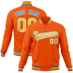 Custom Orange Classic Style Varsity Full-Snap Letterman Baseball Jersey