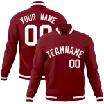Custom Crimson White Classic Style Varsity Full-Snap Letterman Jacket