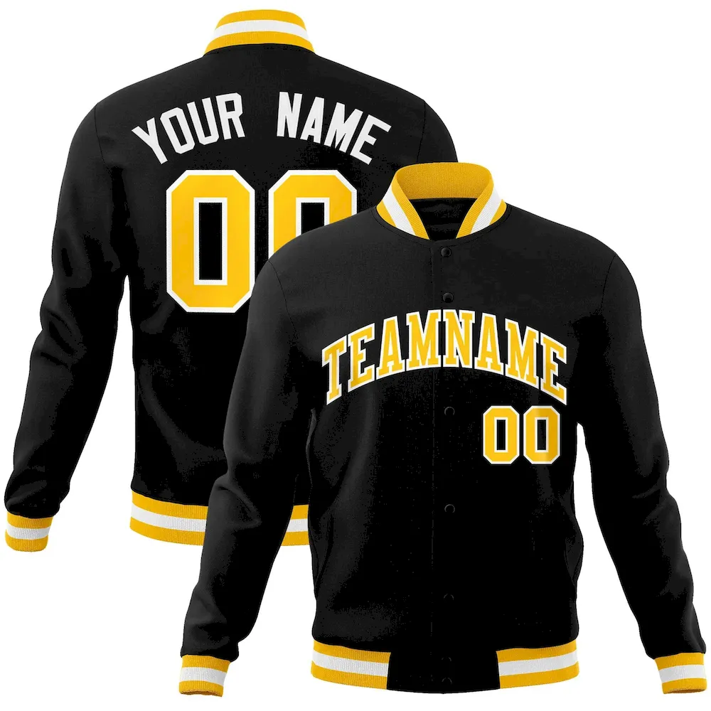 Custom White White-Navy Classic Style Varsity Full-Snap Letterman Jacket