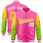 Custom Black Silver-Orange Gaglan Sleeve Gradient Varsity Full-Zip Letterman Bomber Jacket