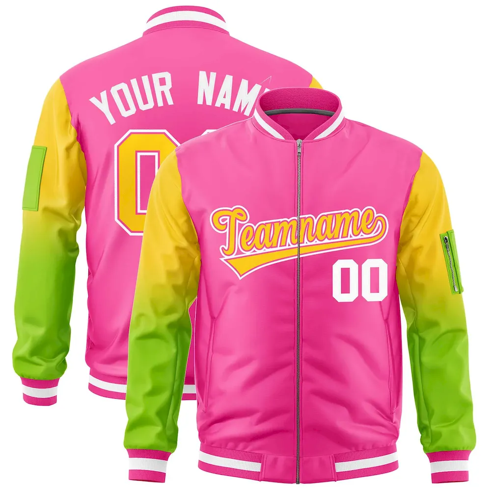 Custom Black Silver-Orange Gaglan Sleeve Gradient Varsity Full-Zip Letterman Bomber Jacket