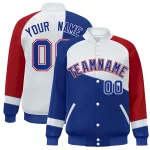 Custom Orange White-Kelly Green Color Block Bomber Varsity Full-Snap Baseball Jacket