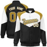 Custom White Black Varsity Full-Snap Color Block Letterman Jacket