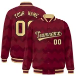 Custom Crimson Varsity Full-Snap Ripple Color Block Letterman Jacket