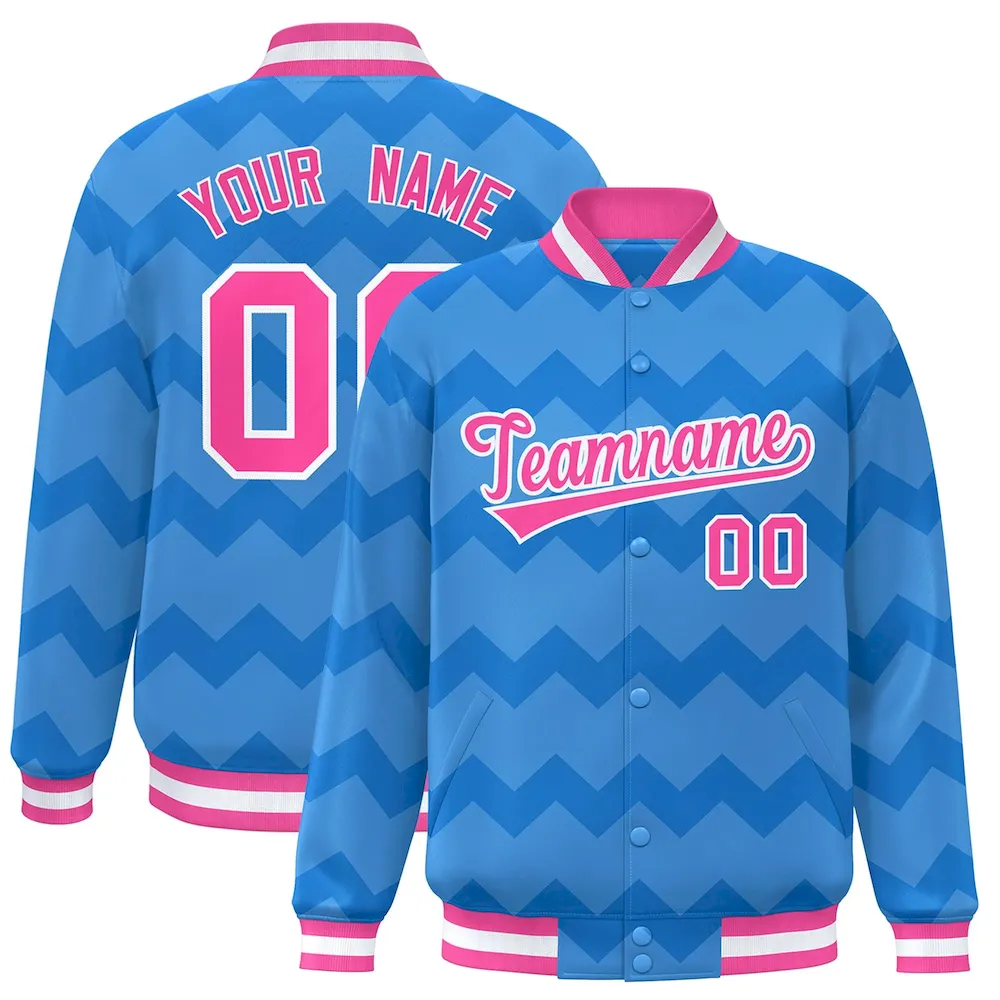 Custom Royal Varsity Full-Snap Ripple Color Block Letterman Jacket